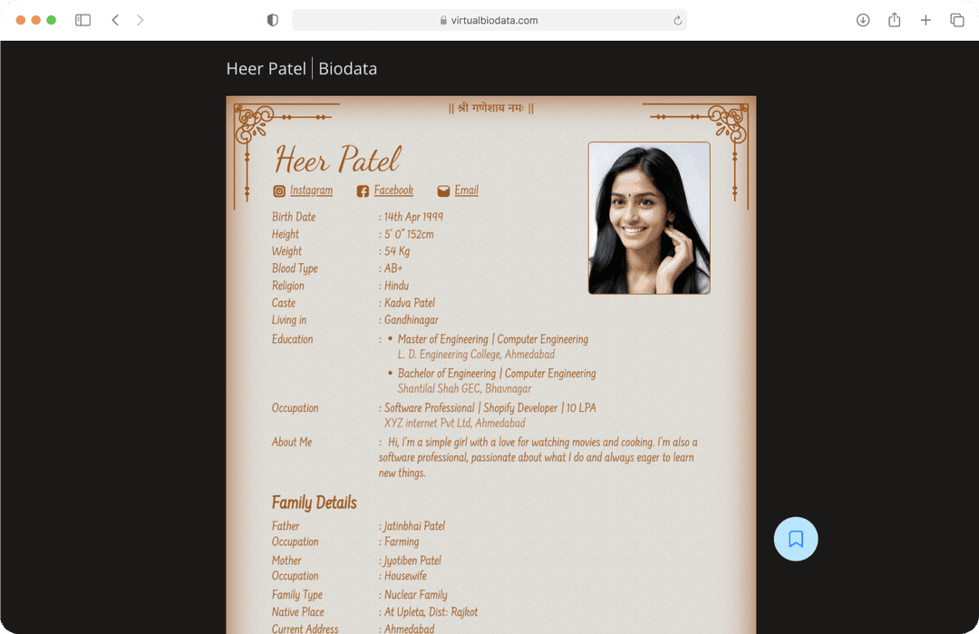 Sharing Marriage Biodata via WhatsApp, email, and social media