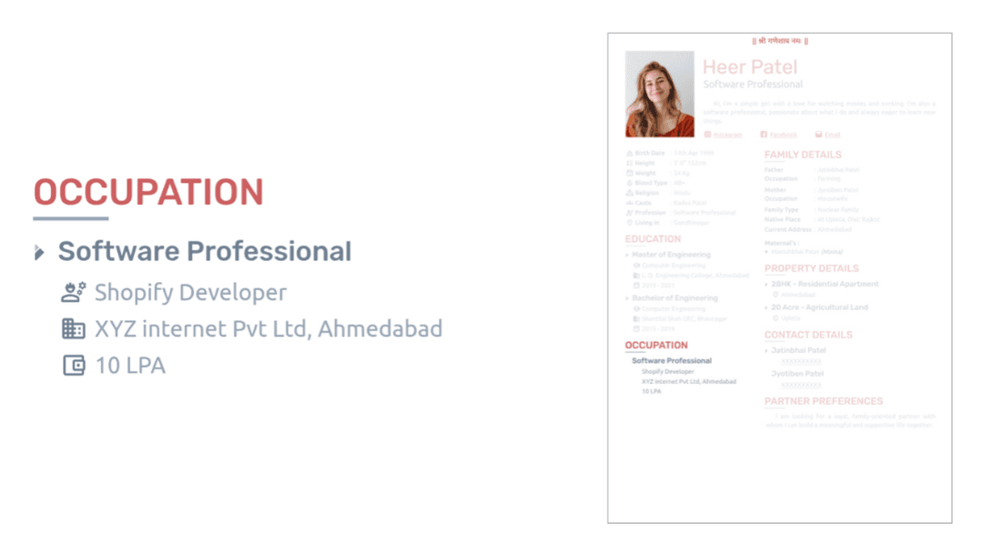 Occupation Details Section Preview