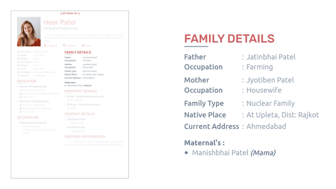 Family Details Section Preview